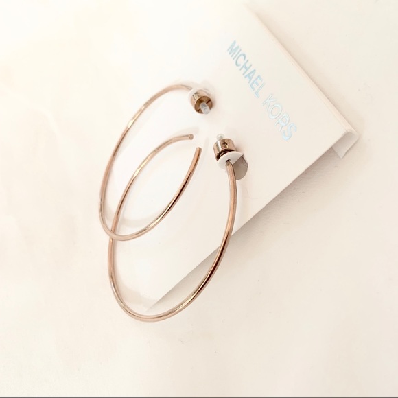 NWT authentic MK rosegold tone large hoop earrings - Picture 5 of 7